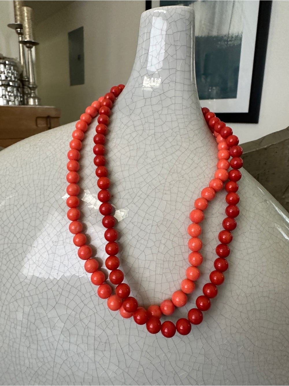 Classic Red Coral Bead Necklace - Women Jewelry